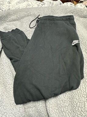 Nike Black Womens Fleece Joggers with White Logo